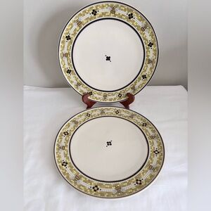 NWT Anthro Bistro Tile Stoneware BEE Dinner Plate, Garden Edition, SET OF 2